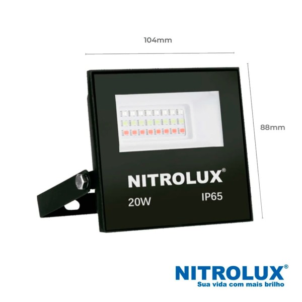 Encontraproduto.com.br - Refletor Led Slim 20W LR RGB Nitrolux