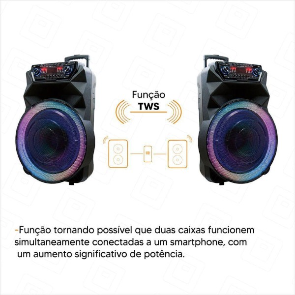 Encontraproduto.com.br - Alto Falante Sm-cap42 Thunder Bolt Bluetooth Led 1400w Bivolt - 2 Mic