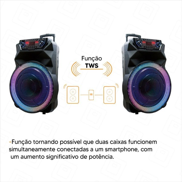 Encontraproduto.com.br - Alto Falante Sm-cap42 Thunder Bolt Bluetooth Led 1400w Bivolt - 2 Mic