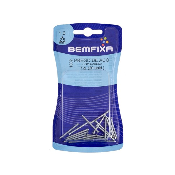 Encontraproduto.com.br - Prego em Aço Com Cabeça 1,60x25 Mm 20 Unidades Bemfixa