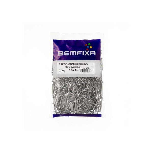 Encontraproduto.com.br - Prego Polido Com Cabeça 15x15 1kg Bemfixa