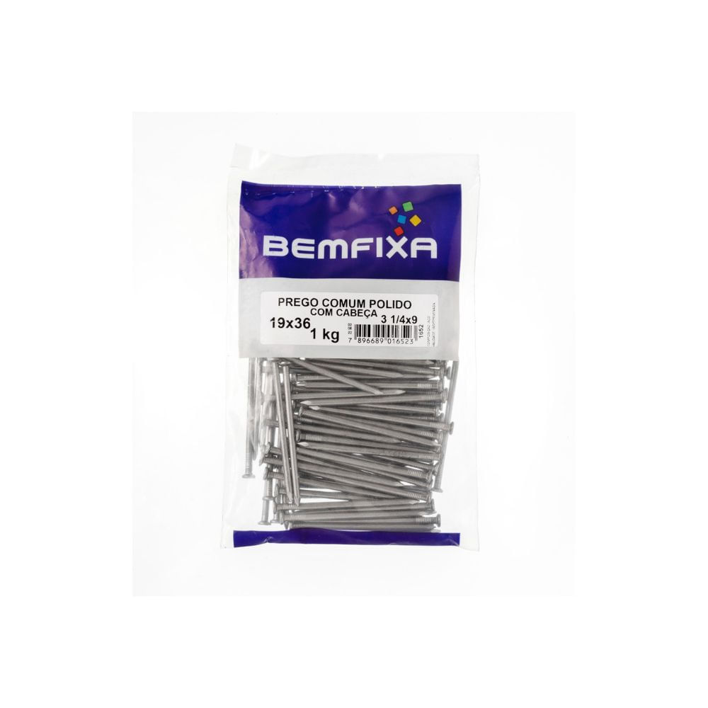 Encontraproduto.com.br - Prego Polido Com Cabeça 19x36 1kg Bemfixa