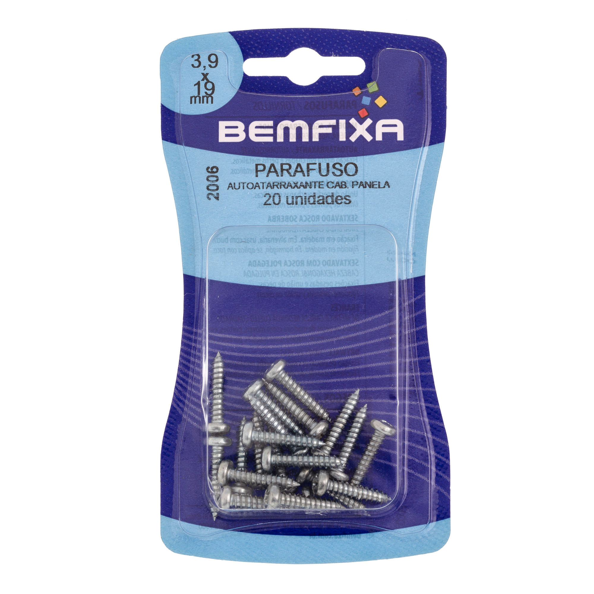 Encontraproduto.com.br - Parafuso Autoatarraxante Cabeça Panela.3.9x19mm Com 20 Unidades Bemfixa