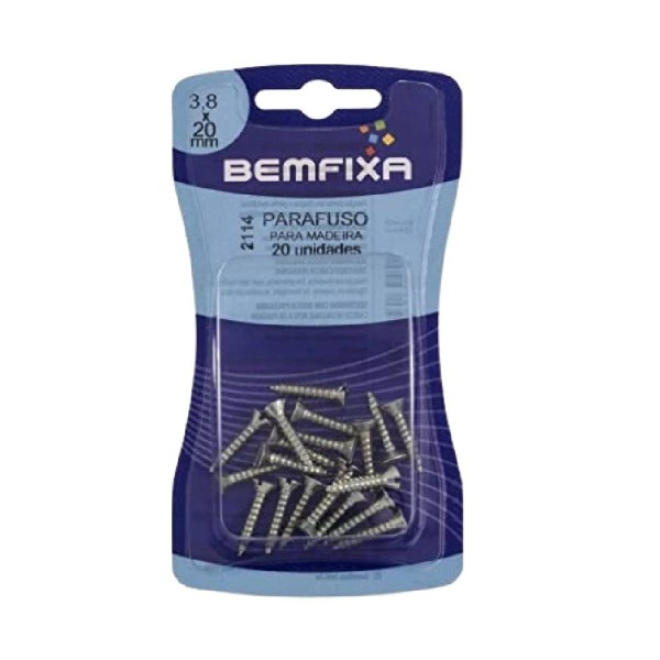 Parafuso Para Madeira 3,8x20mm Cabeça Chata Bemfixa