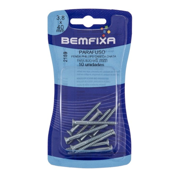 Parafuso Philips Cabeça Chata Para Bucha de 6 Mm 10 Unidades Bemfixa