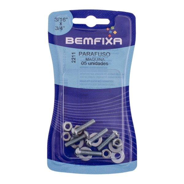 Encontraproduto.com.br - Parafuso Rosca Máquina 3/16x3/4  5 Unidades Bemfixa