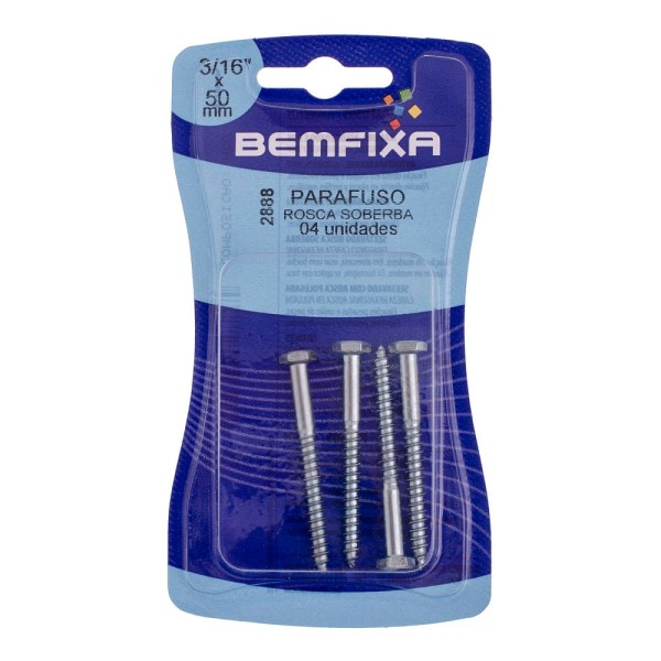 Encontraproduto.com.br - Parafuso Sextavado Rosca Soberba 3/16x50 Mm 4 Unidades Bemfixa