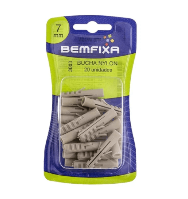 Buchas De Nylon Sem Anel 7mm Bemfixa 3003 Contém 20 Unidades