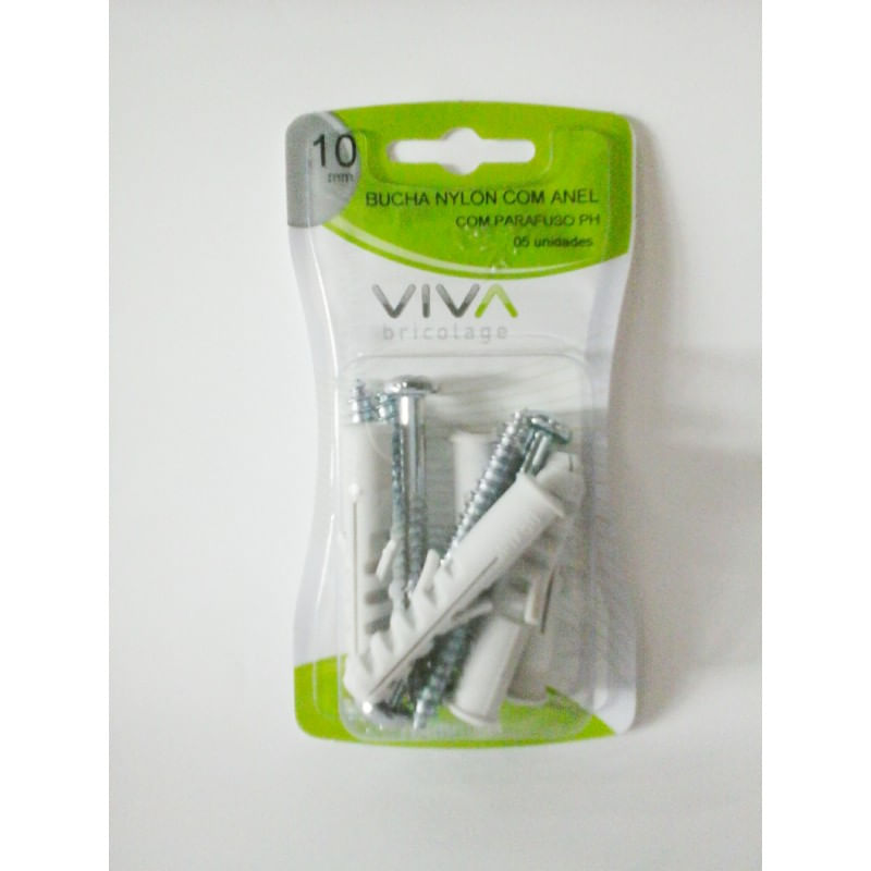 Encontraproduto.com.br - Bucha de nylon com parafuso cabeça panela de fenda 10mm com 05 unidades - bemfixa
