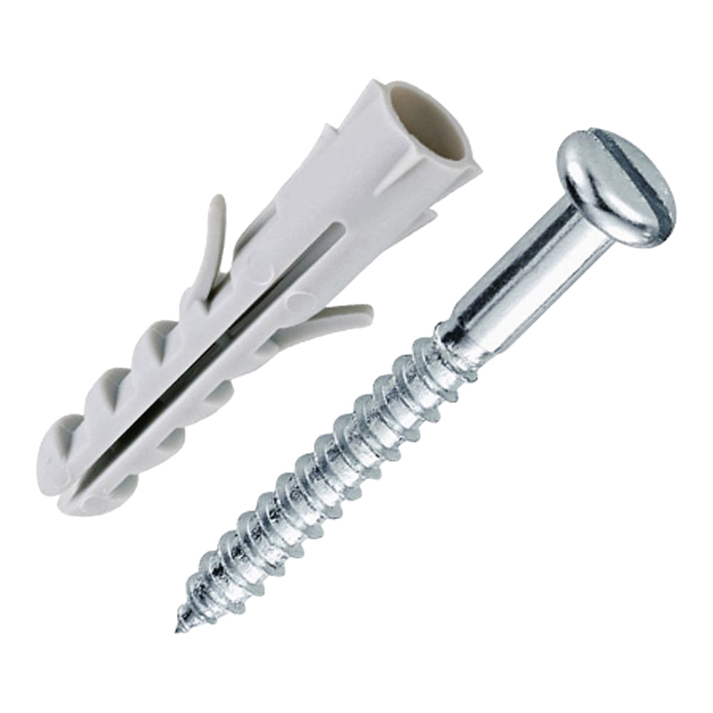 Bucha de nylon com parafuso cabeça panela de fenda 10mm com 05 unidades - bemfixa
