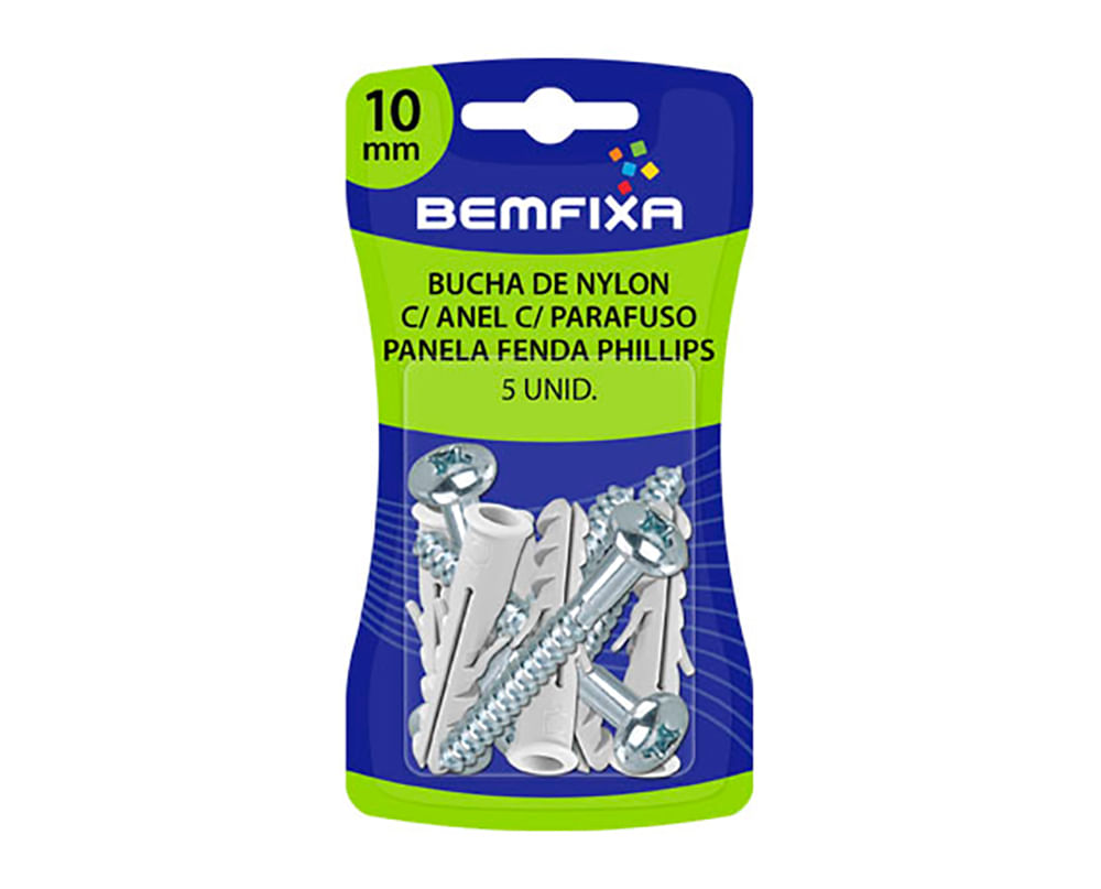 Encontraproduto.com.br - Parafuso Phillips Cabeça Panela Com Bucha Anel 8 Mm 5 Unidades Bemfixa