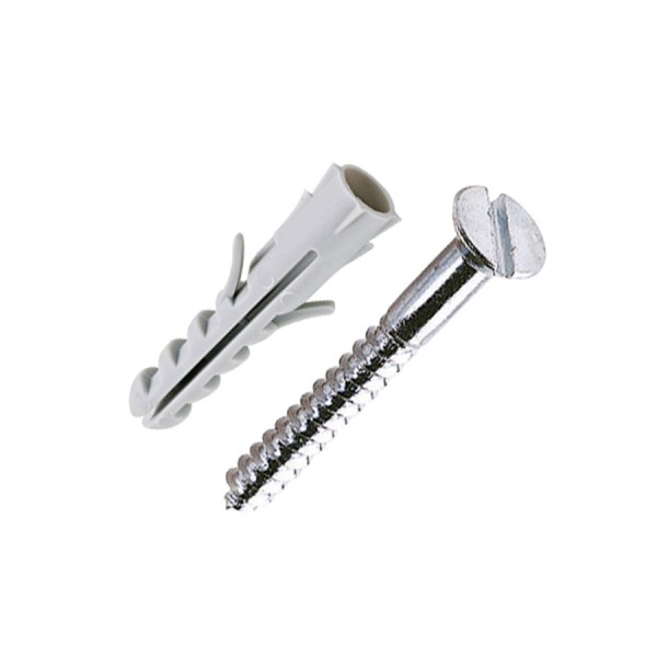 Encontraproduto.com.br - Bucha de nylon com parafuso cabeça chata de fenda 05mm com 10 unidades - bemfixa
