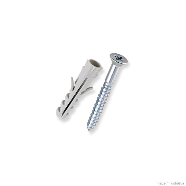 Encontraproduto.com.br - Parafuso phillips cabeça chata com bucha de nylon 08mm 30 unidades Bemfixa