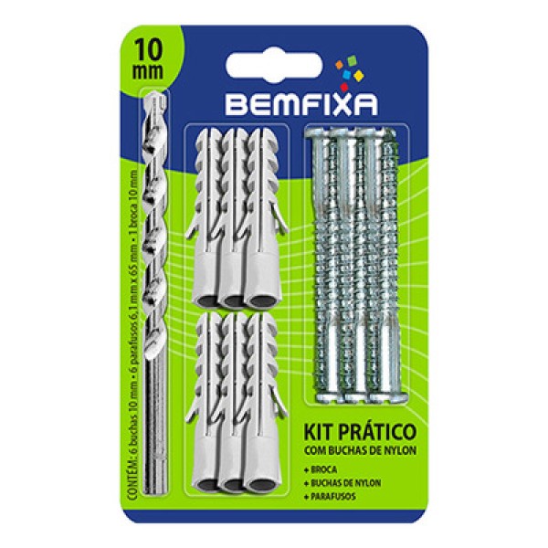 Encontraproduto.com.br - Kit Prático Broca+Parafuso 4,8x55 mm+Bucha Bemfixa