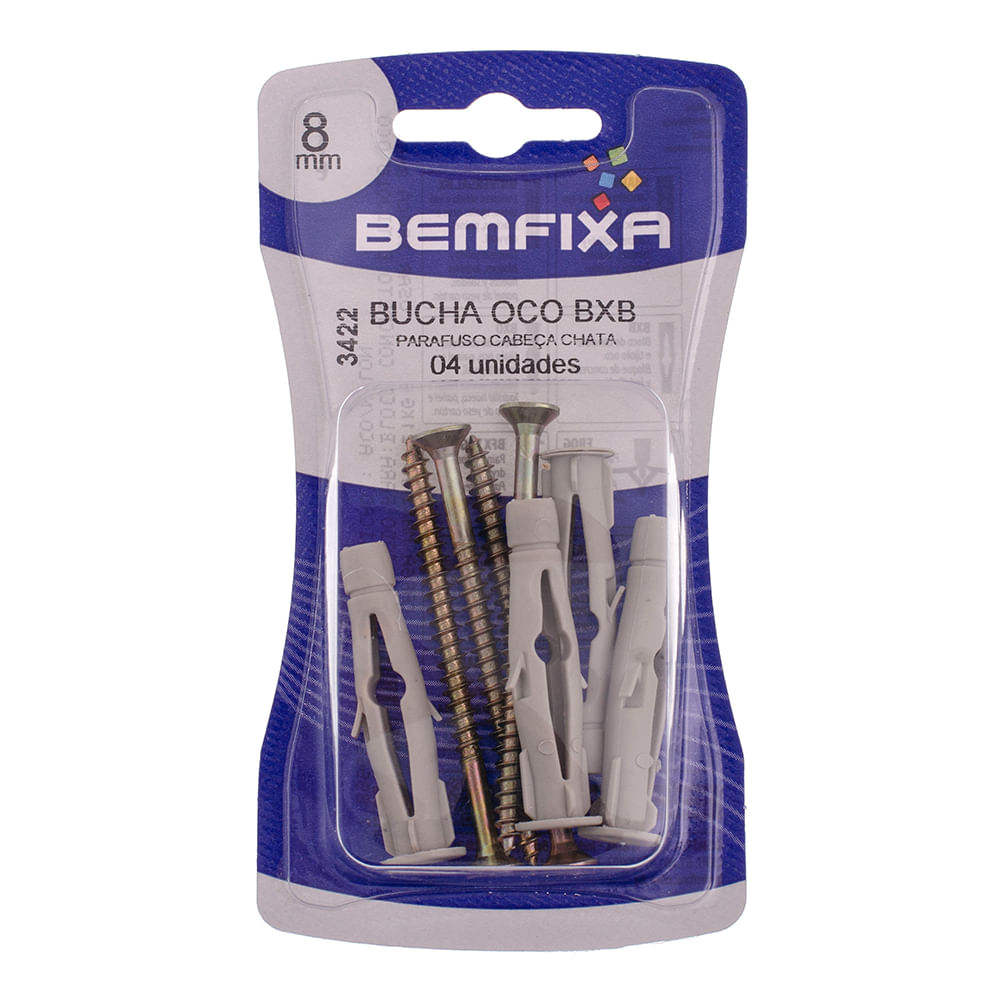 Encontraproduto.com.br - Parafuso Philips Cabeça Chata Com Bucha 5,0x70 Mm 4 Unidades Bemfixa