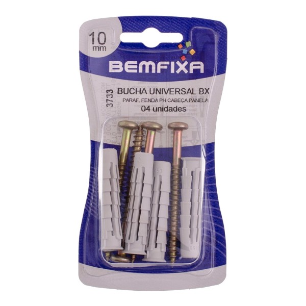 Encontraproduto.com.br - Parafuso Philips Cabeça Panela Com Bucha de 10 Mm 4 Unidades Bemfixa