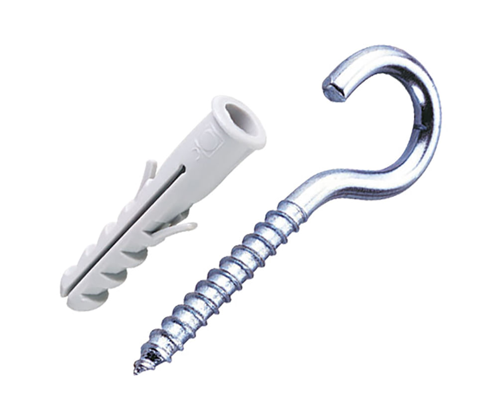 Encontraproduto.com.br - Gancho Zincado 4,4x67 Mm Com Bucha de 8 Mm 4 Unidades Bemfixa