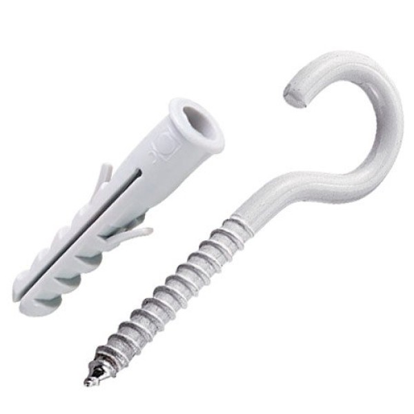 Encontraproduto.com.br - Gancho branco de 3x50mm e bucha de 05mm com 04 unidades - bemfixa