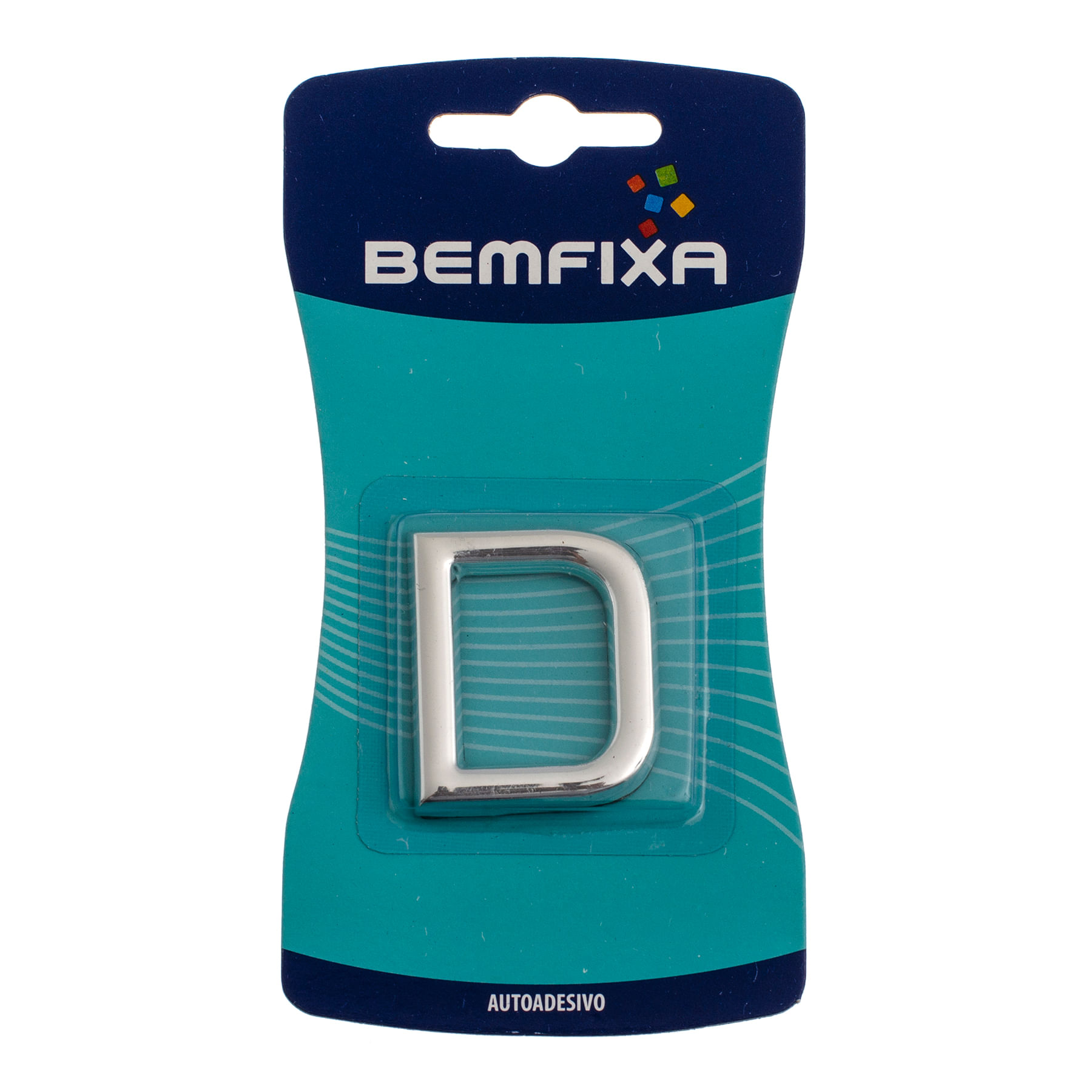 Letra D de ABS auto-adesivo 3,9cm cromada Bemfixa