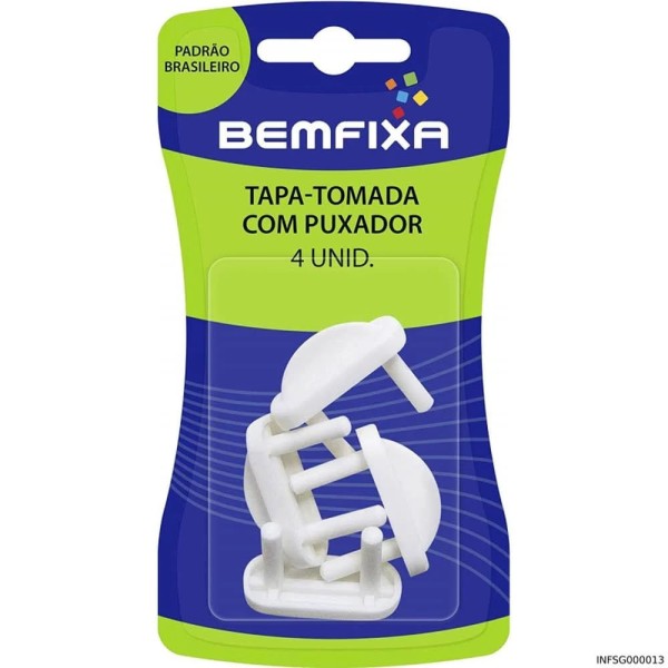 Encontraproduto.com.br - Tampa Tomada 3P Branca com 4 Un - Bemfixa