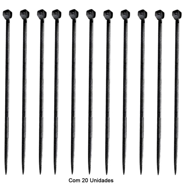 Encontraproduto.com.br - Abraçadeira Nylon Preta 20 Pcs - Bemfixa