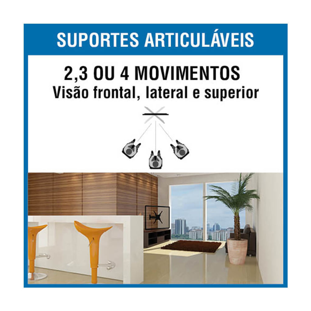 Encontraproduto.com.br - Suporte de Parede Articulado TV LED/LCD Plasma de 10” a 70” SBRP430 Brasforma