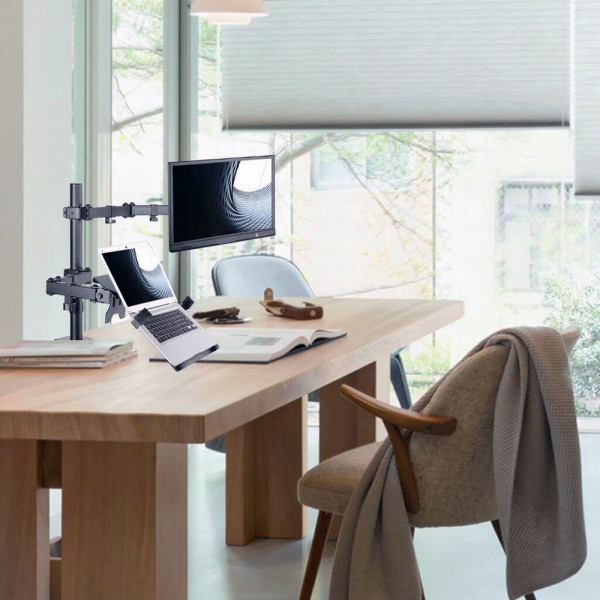 Encontraproduto.com.br - Suporte De Mesa Para Monitor De 13 A 27 Com Apoio Para Notebook Brasforma