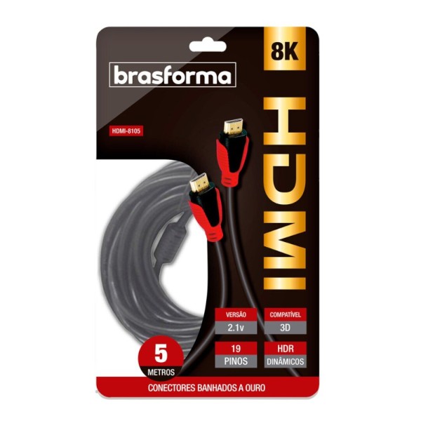 Encontraproduto.com.br - Cabo HDMI Brasforma 2160P Com 5 Metros (MP)