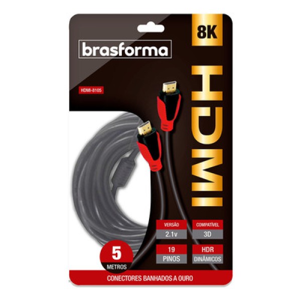 Encontraproduto.com.br - Cabo HDMI Brasforma 2160P Com 5 Metros (MP)