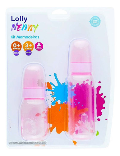 Encontraproduto.com.br - KIT MAMADEIRA LOLLY CLEAN ROSA REF ROSA REF 3770