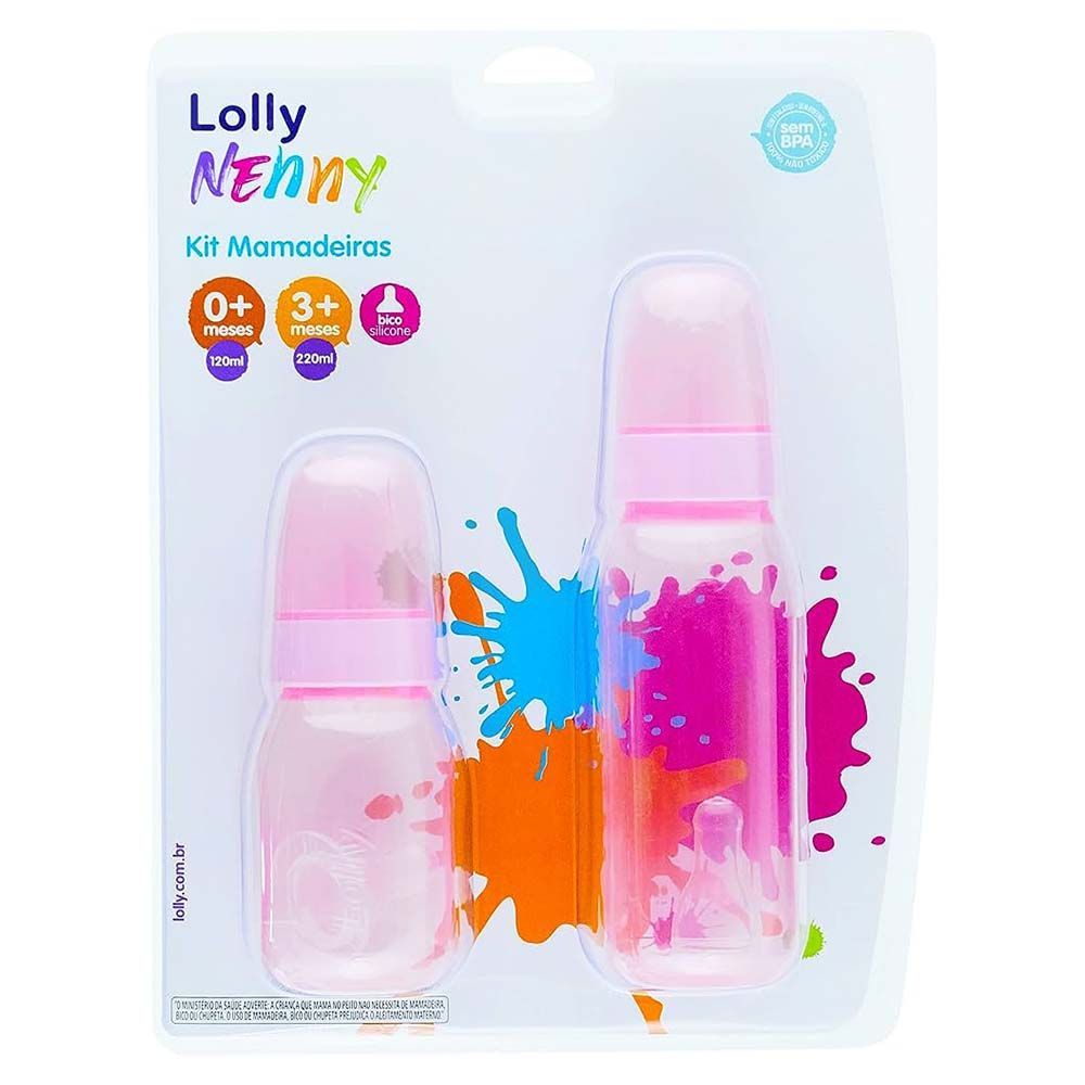 Encontraproduto.com.br - KIT MAMADEIRA LOLLY CLEAN ROSA REF ROSA REF 3770