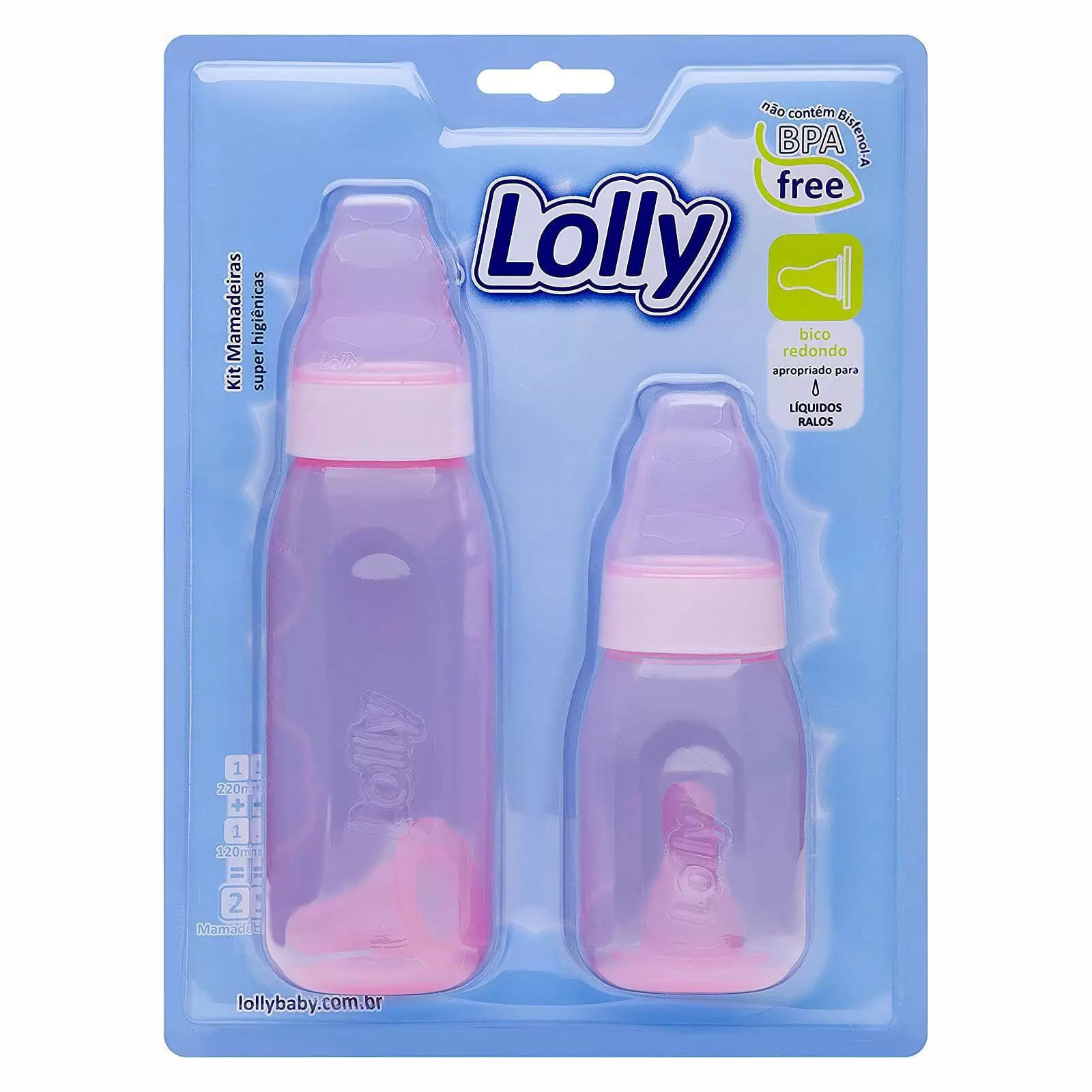 Encontraproduto.com.br - KIT MAMADEIRA LOLLY CLEAN ROSA REF ROSA REF 3770
