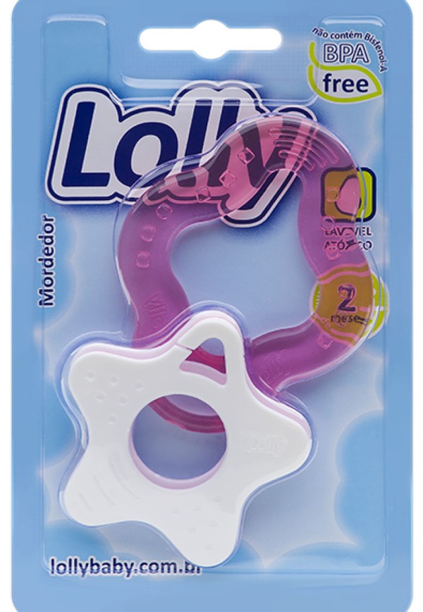 Encontraproduto.com.br - Mordedor Lolly Baby Clean Estrelas Rosa