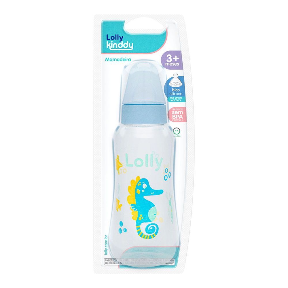 Encontraproduto.com.br - Mamadeira Lolly Oceano Silicone Ortodôntico Cor Azul 250ml