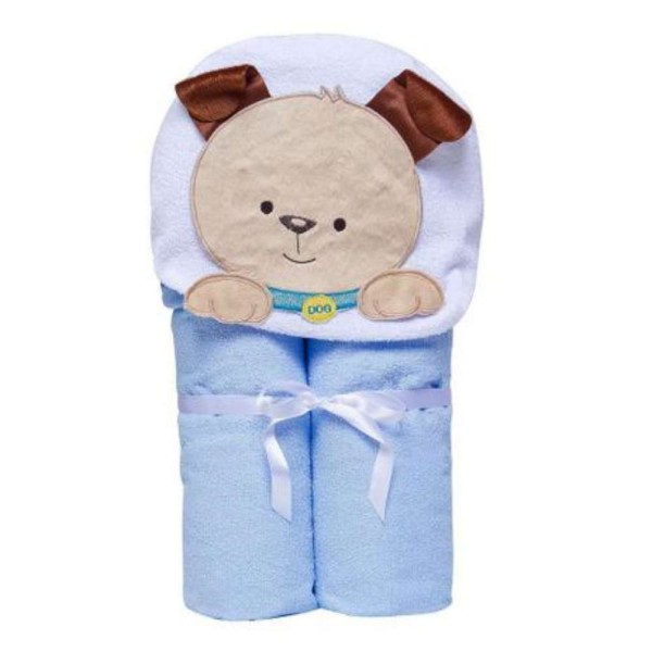 Encontraproduto.com.br - Toalha De Banho Felpuda Cachorrinho Azul Com Capuz Papi