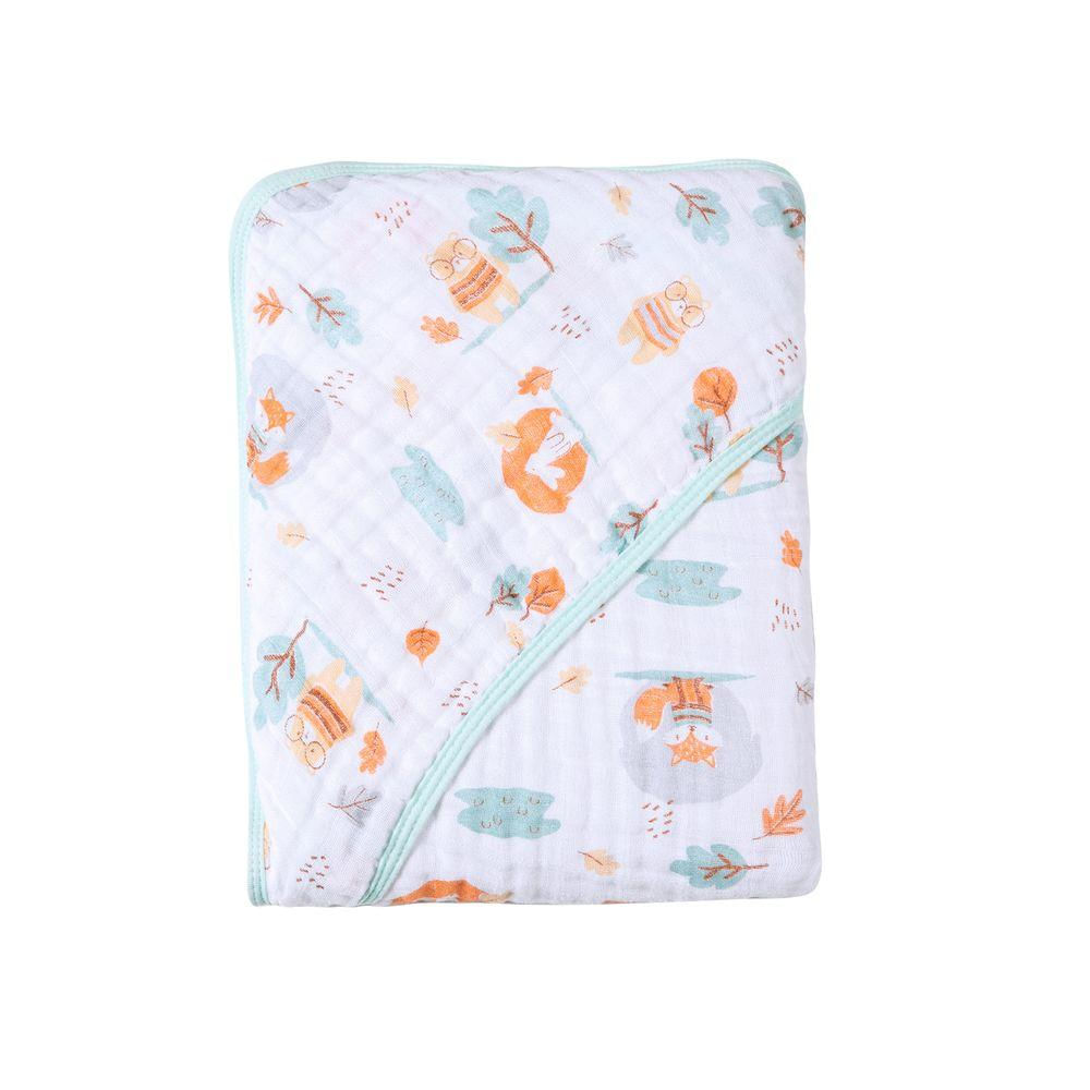 Encontraproduto.com.br - Toalha De Banho Bebê Soft Com Capuz Bosque Papi