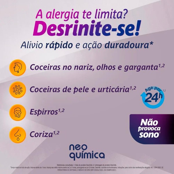Encontraproduto.com.br - Desrinite 180mg Com 10 Comprimidos