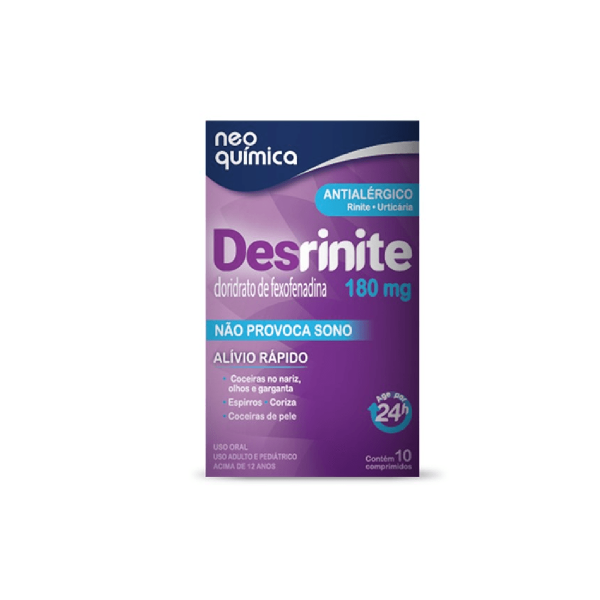 Encontraproduto.com.br - Desrinite 180mg Com 10 Comprimidos