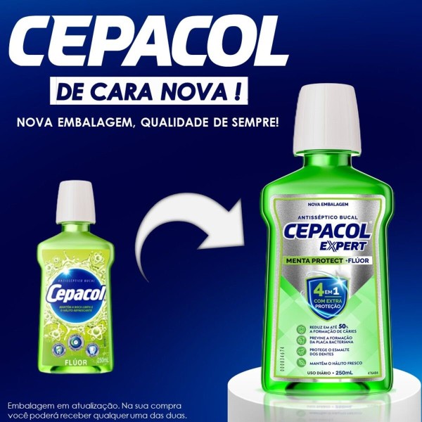 Encontraproduto.com.br - Enxaguatório Bucal Cepacol Expert Menta 4 em 1 Sem Álcool 250ml