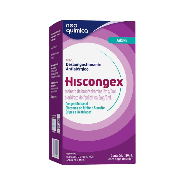 Hiscongex Bronfeniramina 2mg/5ml + Fenilefrina 5mg/5ml 120ml Xarope Neo  Quimica