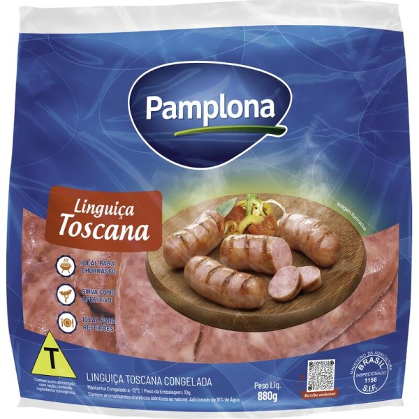 Encontraproduto.com.br - Linguiça Toscana Pamplona Congelada Pacote com 880g