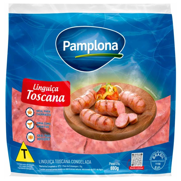 Encontraproduto.com.br - Linguiça Toscana Pamplona Congelada Pacote com 880g