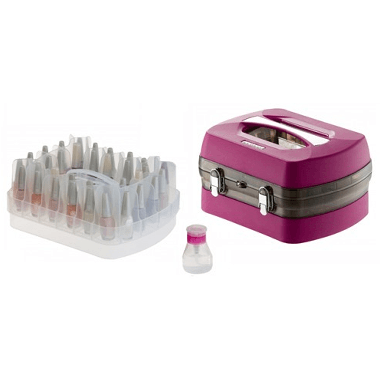 Maleta P/ 34 Esmaltes Profissional C/ Porta Acetona Rosa - Dompel