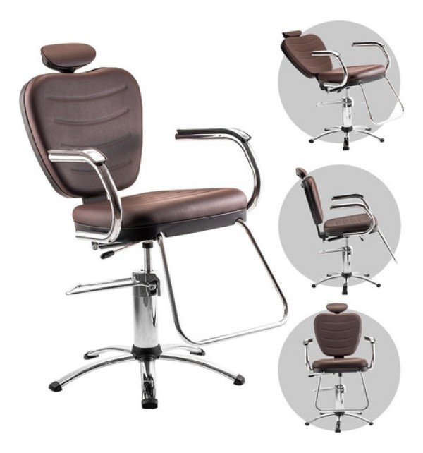 Cadeira Hidr. Reclinavel Barber Top 3762 Rpa Tabaco - Dompel Moveis