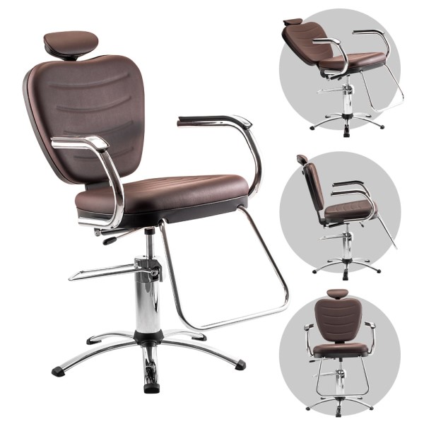 Encontraproduto.com.br - Cadeira Hidr. Reclinavel Barber Top 3762 Rpa Tabaco - Dompel Moveis