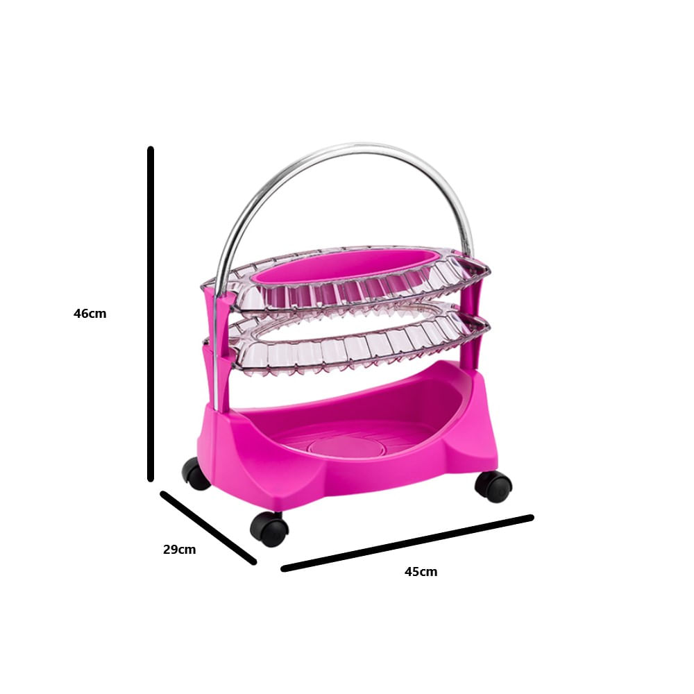 Carrinho Esmaltes Manicure Smaltbell 2 Cromado Rosa Dompel