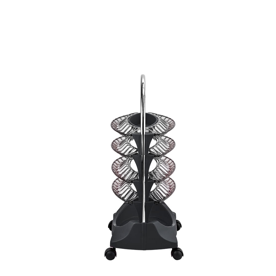 Encontraproduto.com.br - Carrinho para Esmaltes Smaltbell Cromado Preto com 04 Bandejas 3381-C Dompel