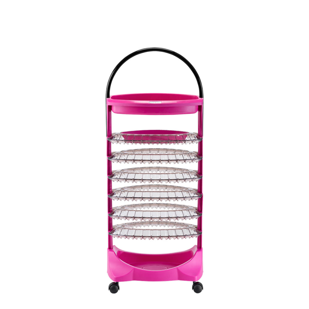 Encontraproduto.com.br - Carrinho Manicure Pedicure Auxiliar de Salão de Beleza Smaltbell Expositor Esmalte Mix Rosa