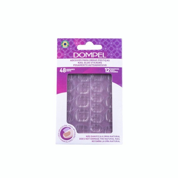 Adesivos Para Unhas Postiças Dompel 48 Unidades 12 Tamanhos