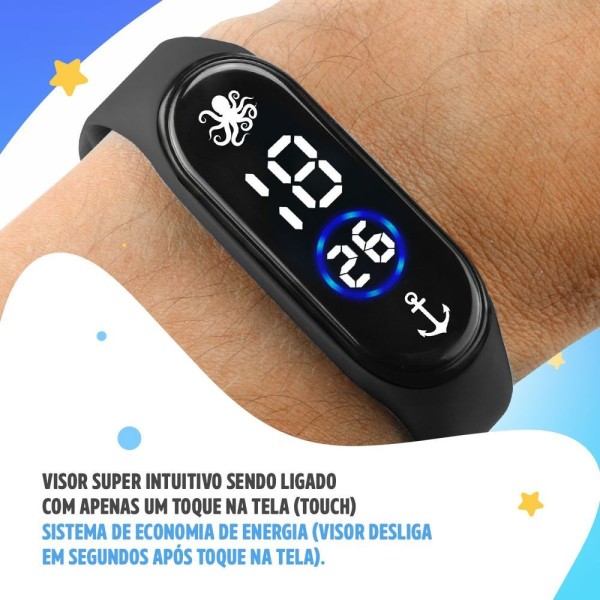 Encontraproduto.com.br - Relógio Digital Prova Dagua Infantil + Oculos Proteção Uv Presente Menino Proteção Uv Preto Sol